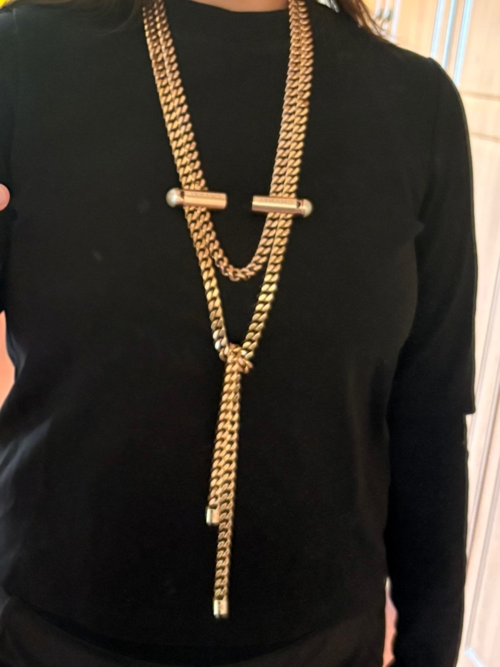 Chanel Chain Link Necklace with Faux pearls